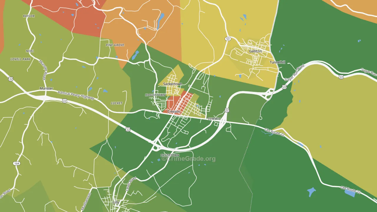 Cresson, PA Map of Theft Rates