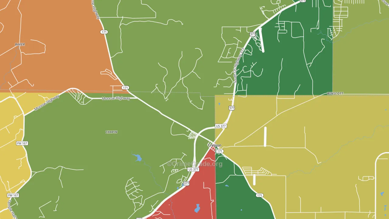 Cresson, TX Map of Theft Rates