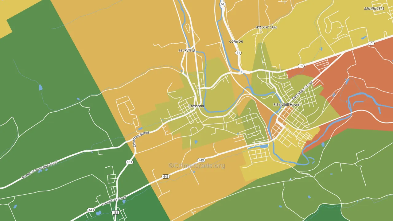 Cressona, PA Map of Theft Rates