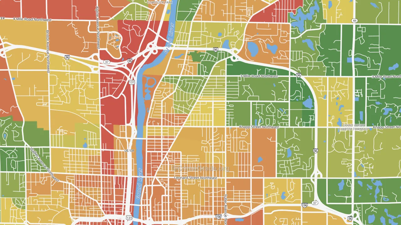 Creston, Grand Rapids, MI Map of Theft Rates