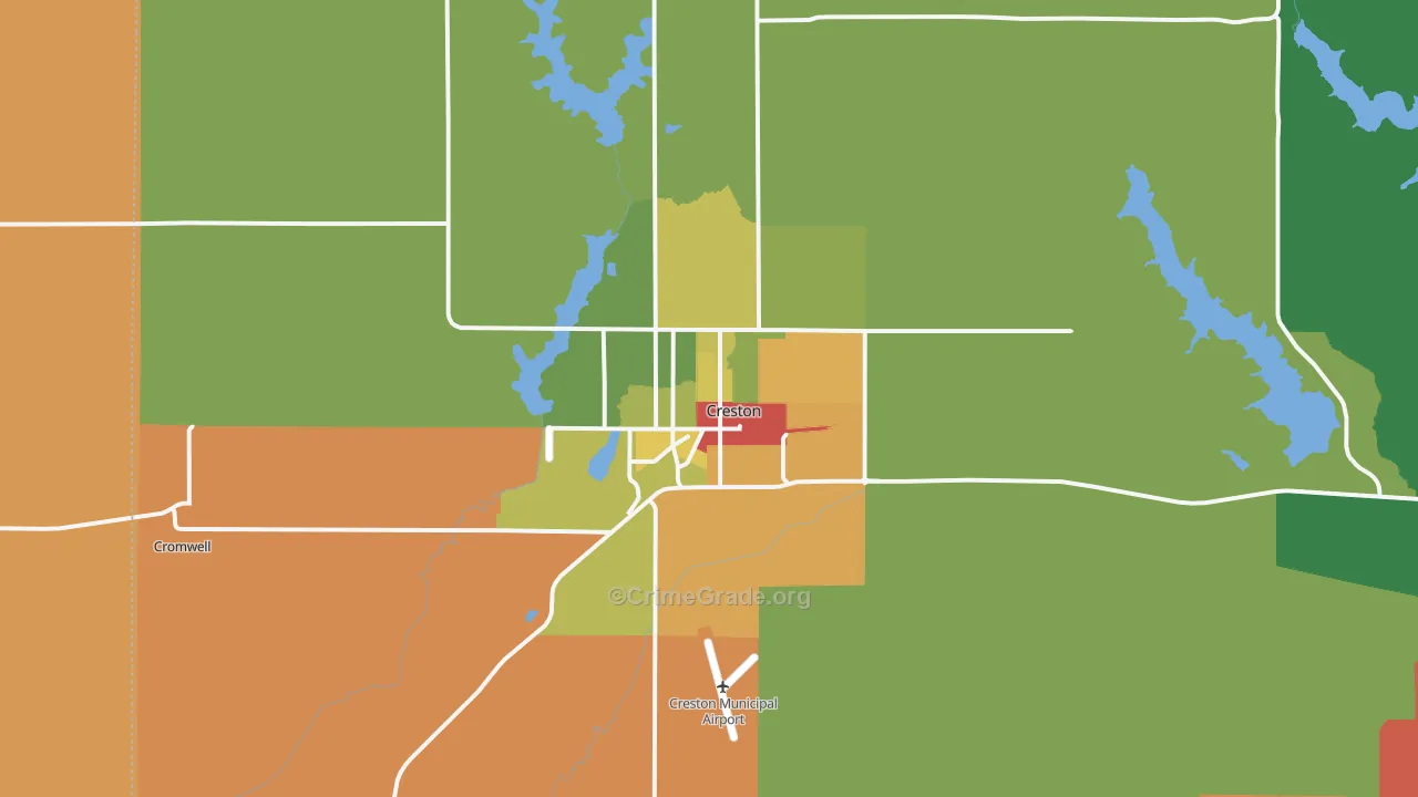 Creston, IA Map of Theft Rates