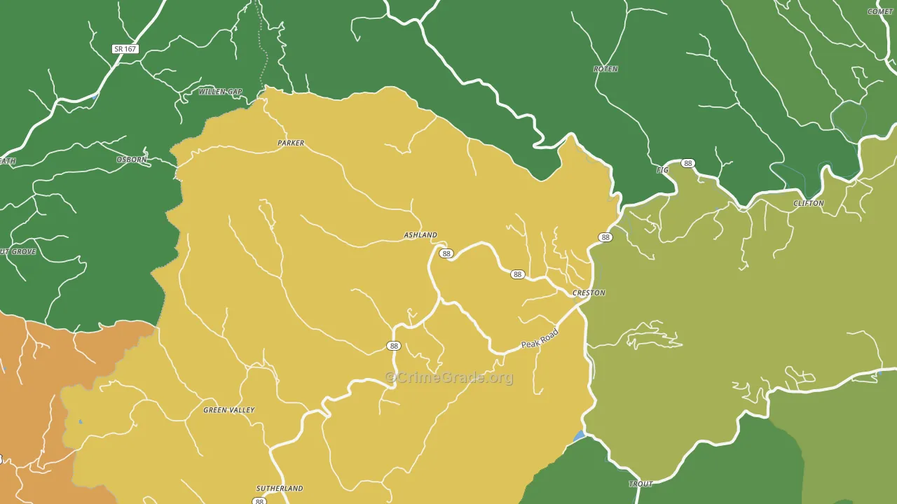 Creston, NC Map of Theft Rates