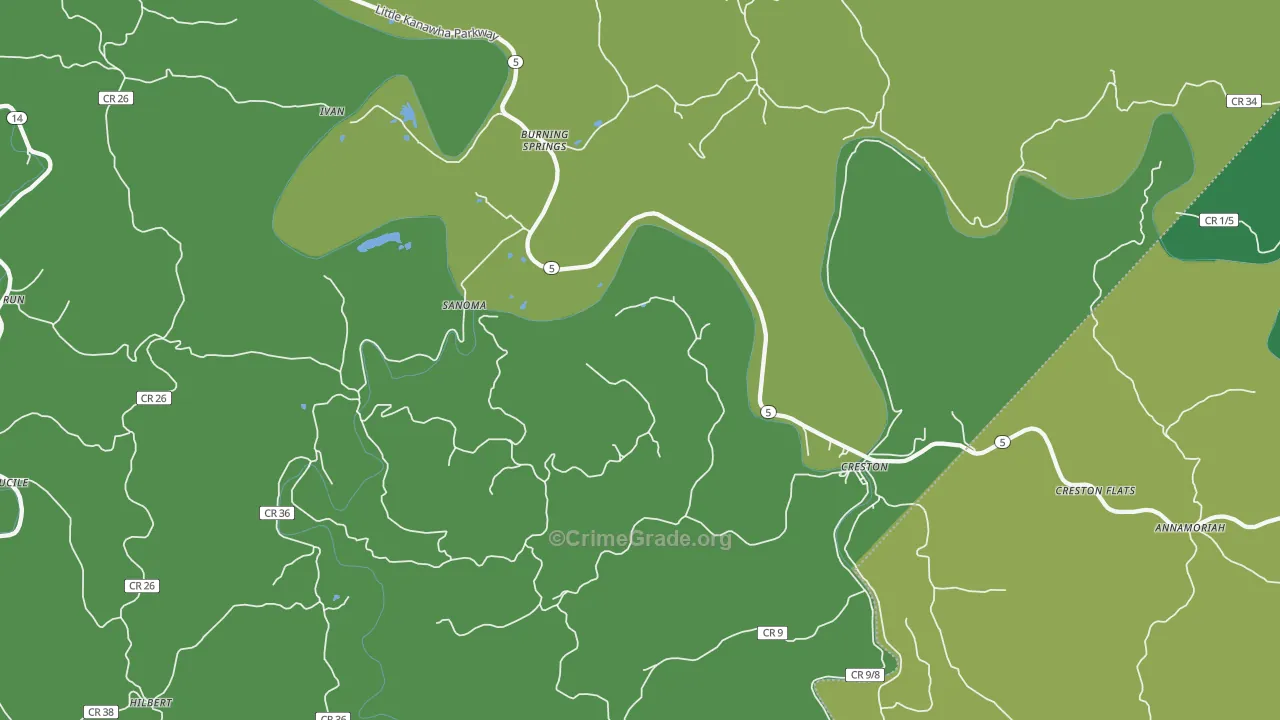 Creston, WV Map of Theft Rates