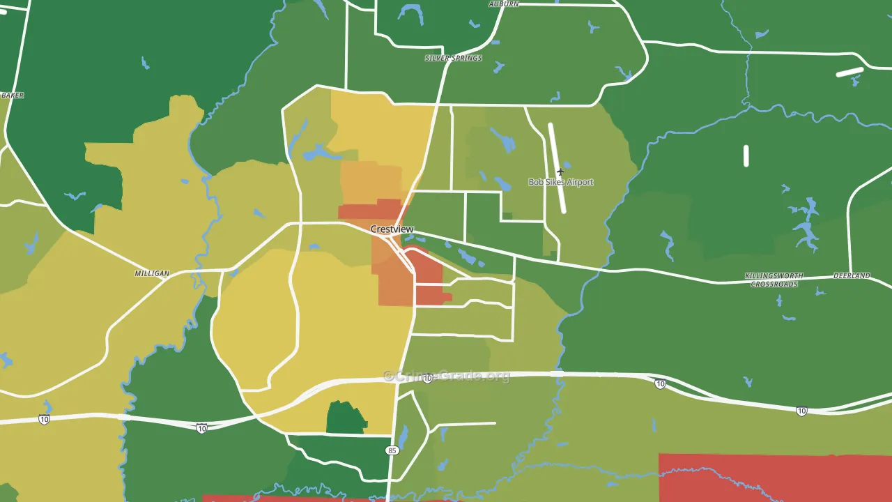 Crestview, FL Map of Theft Rates