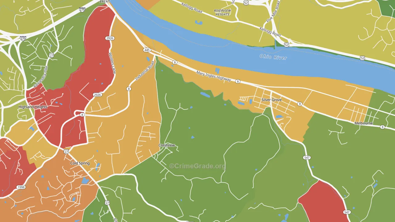 Crestview, KY Map of Theft Rates