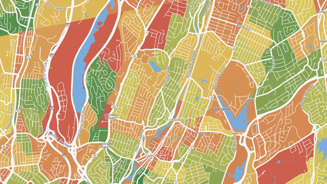 Crestwood, Tuckahoe, NY Map of Theft Rates
