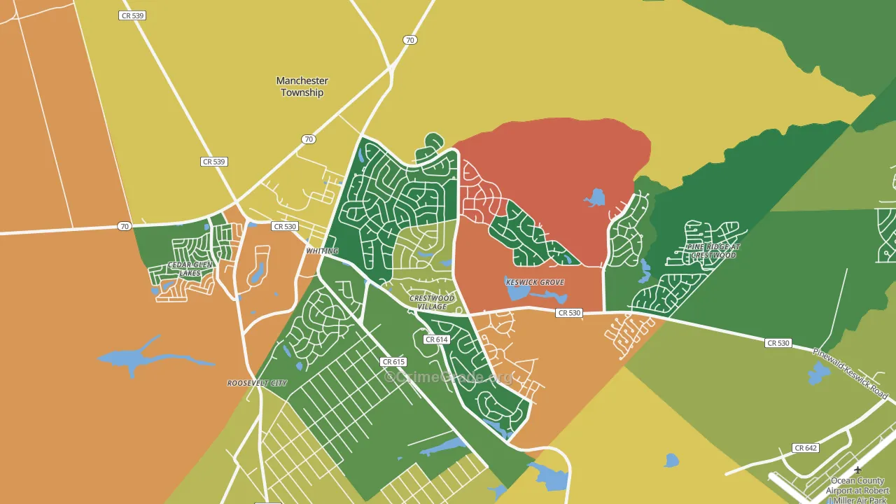 Crestwood Village, NJ Map of Theft Rates