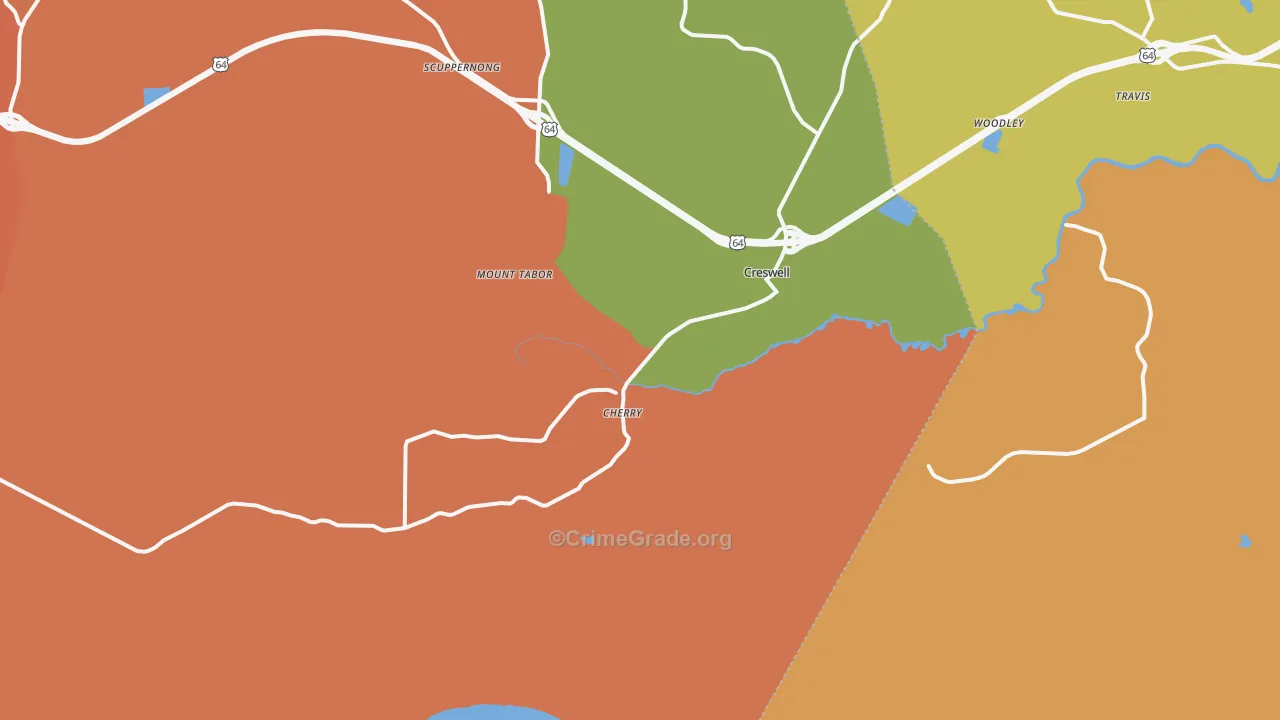 Creswell, NC Map of Theft Rates