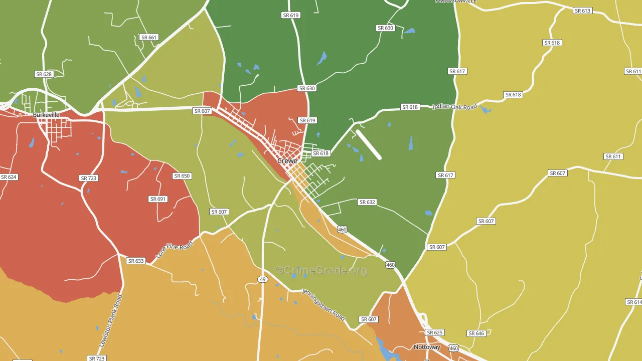 Crewe, VA Map of Theft Rates