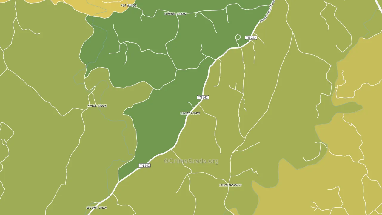Crewstown, TN Map of Theft Rates