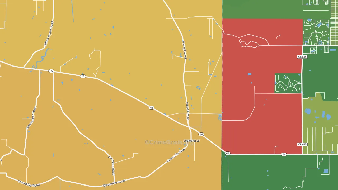 Crewsville, FL Map of Theft Rates