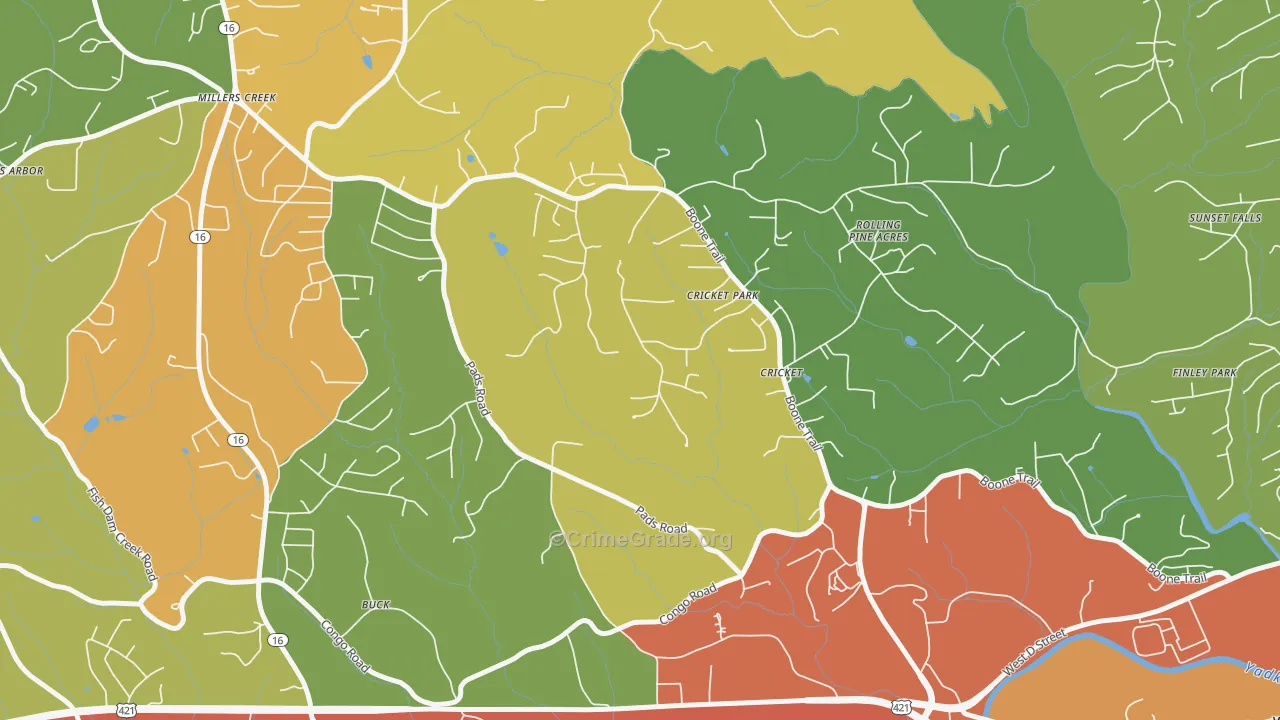 Cricket, NC Map of Theft Rates