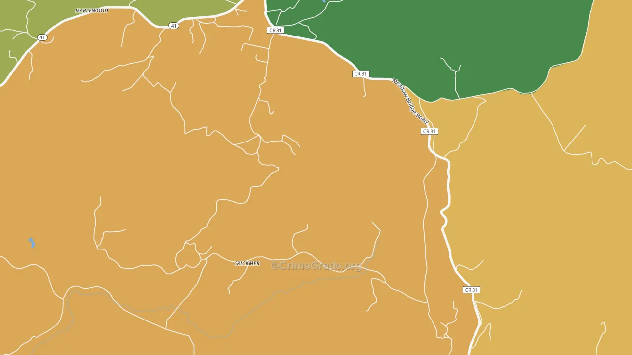 Crickmer, WV Map of Theft Rates