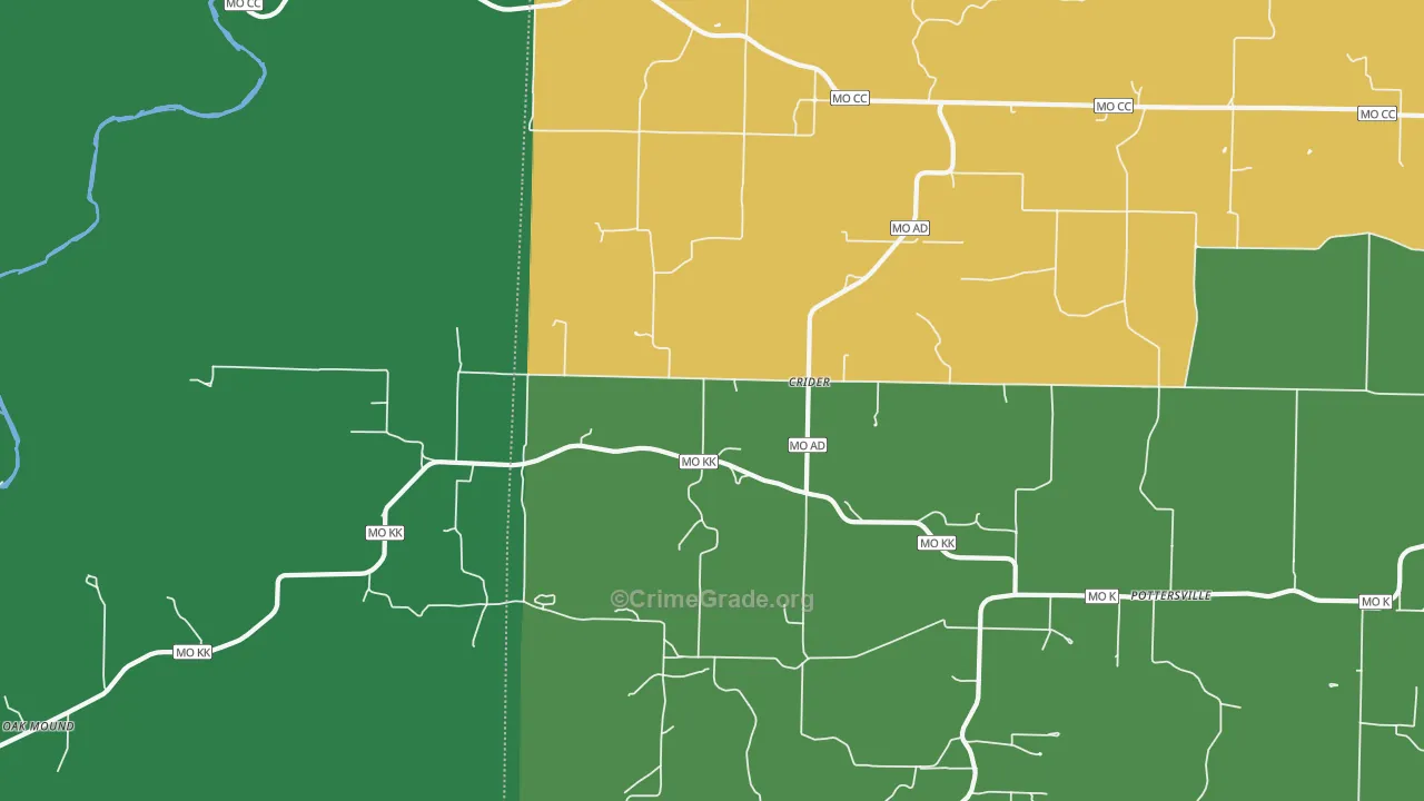 Crider, MO Map of Theft Rates