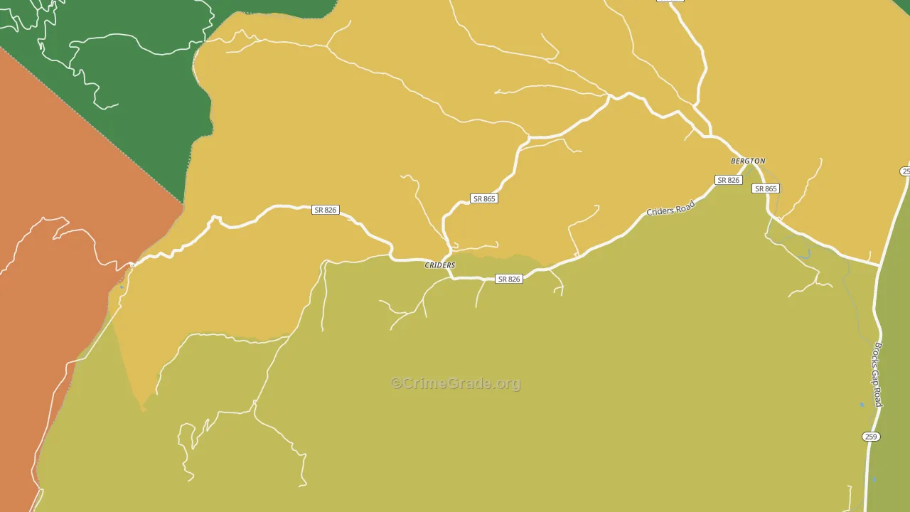 Criders, VA Map of Theft Rates