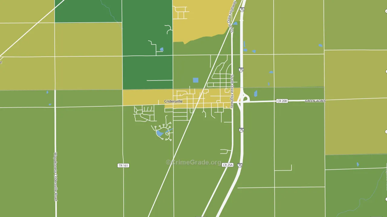 Cridersville, OH Map of Theft Rates