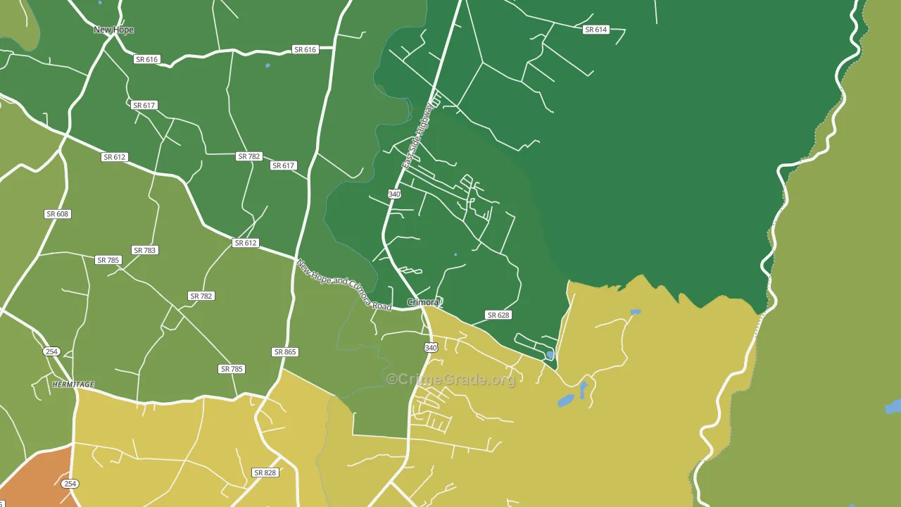 Crimora, VA Map of Theft Rates