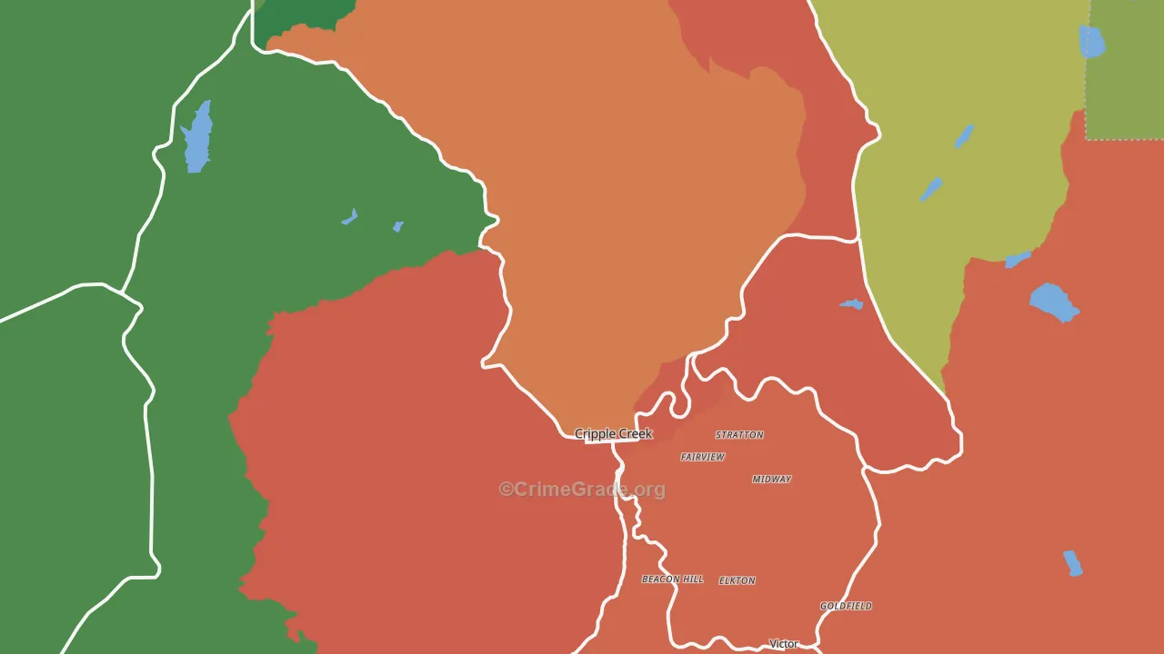 Cripple Creek, CO Map of Theft Rates