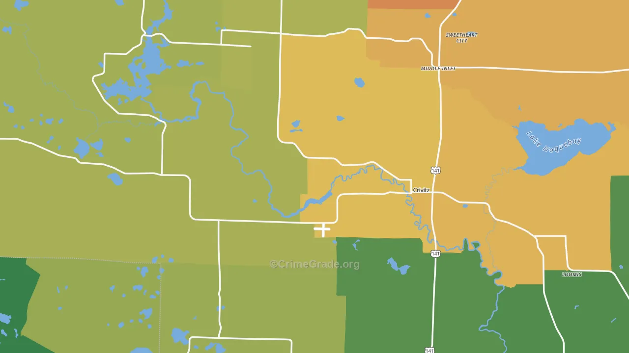 Crivitz, WI Map of Theft Rates