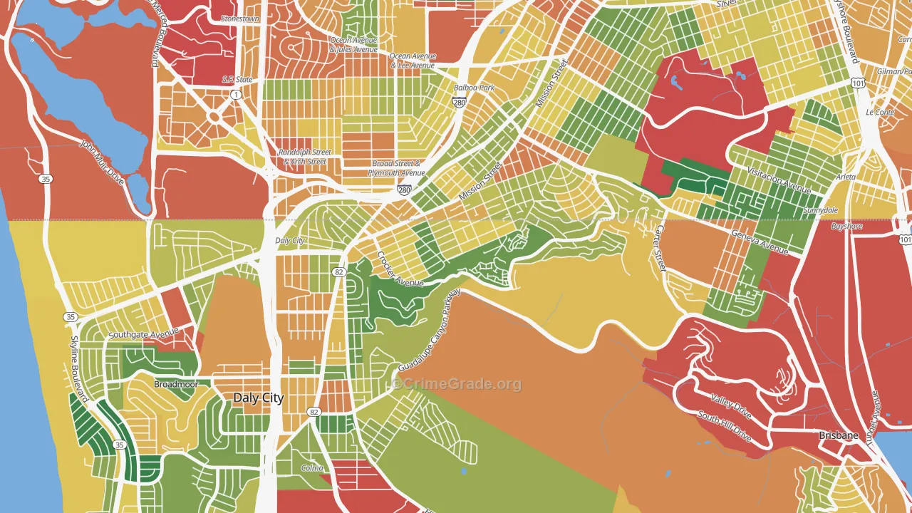 Crocker, Daly City, CA Map of Theft Rates