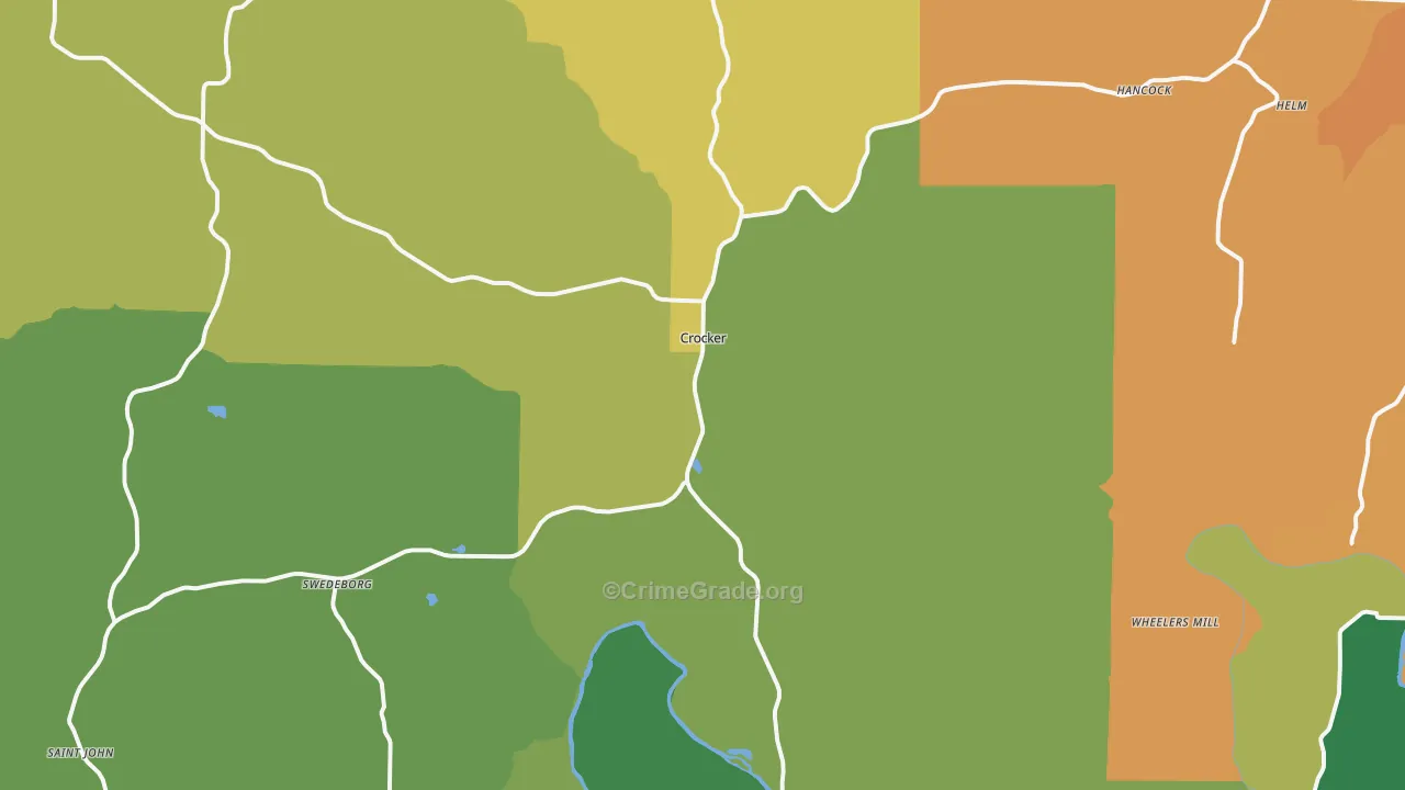 Crocker, MO Map of Theft Rates