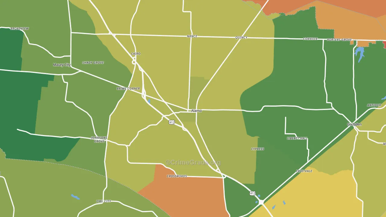 Crockett County, TN Map of Theft Rates