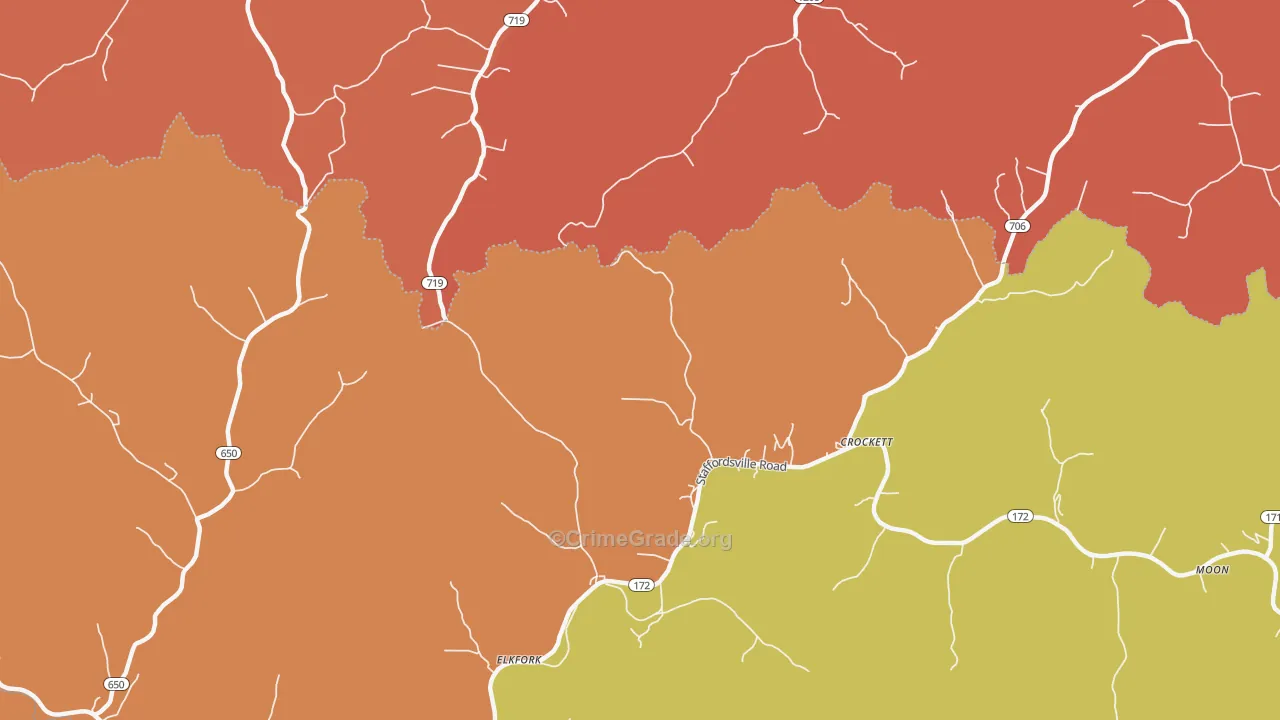 Crockett, KY Map of Theft Rates