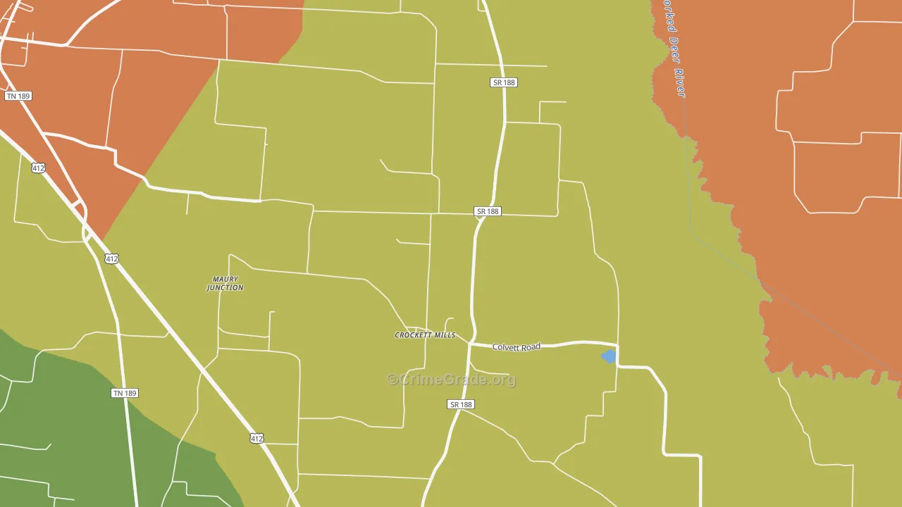 Crockett Mills, TN Map of Theft Rates