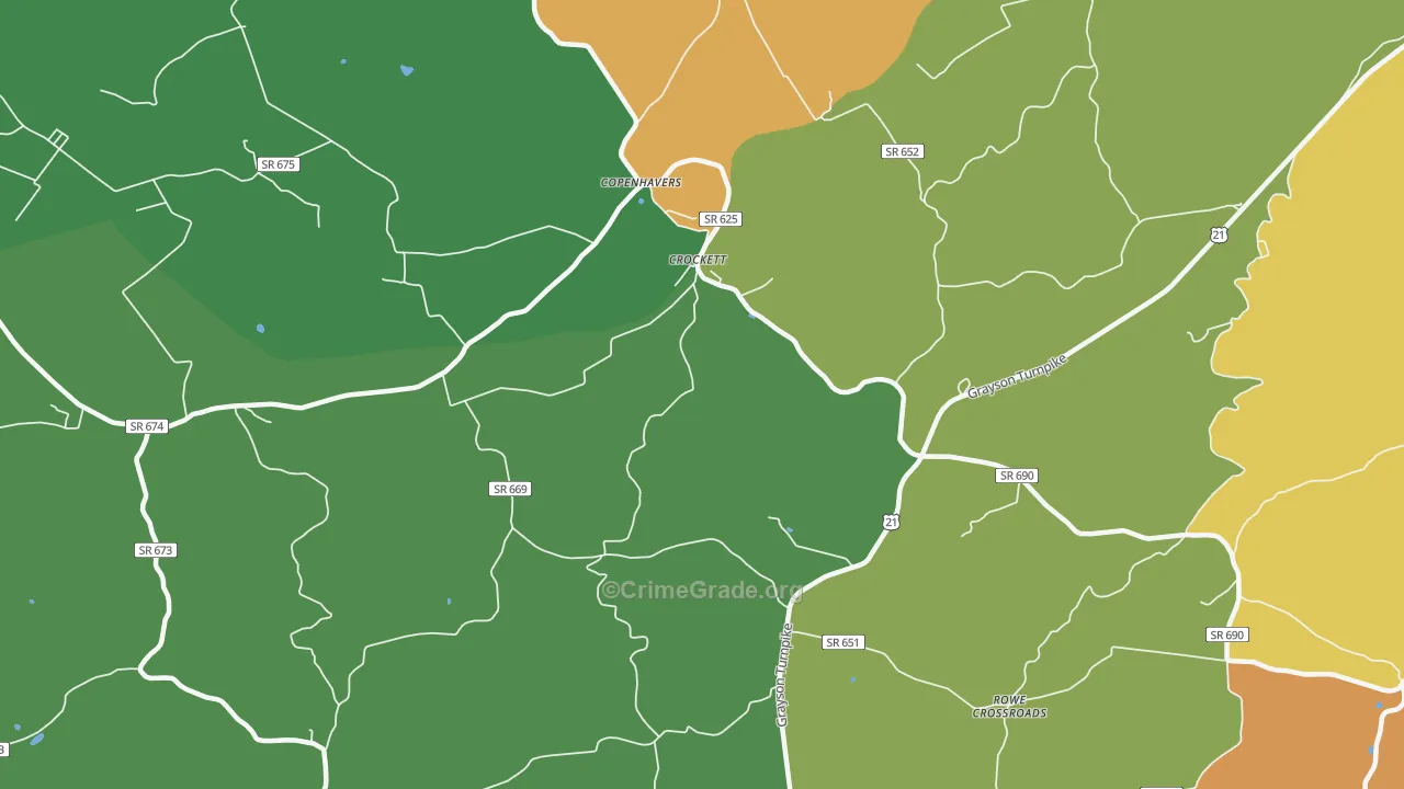 Crockett, VA Map of Theft Rates