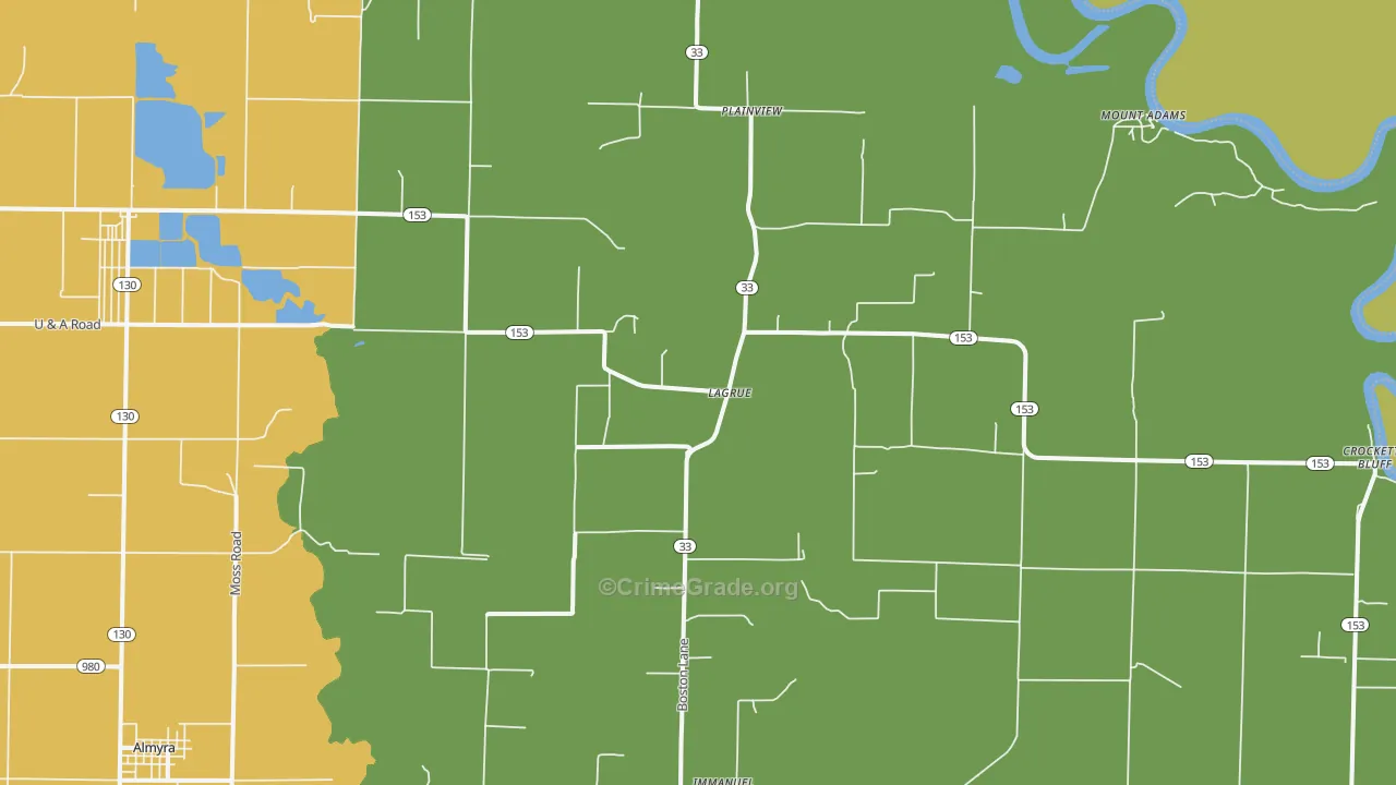 Crocketts Bluff, AR Map of Theft Rates
