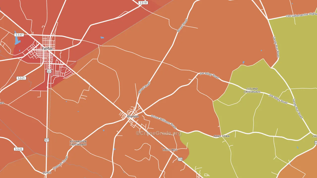 Crocketville, SC Map of Theft Rates