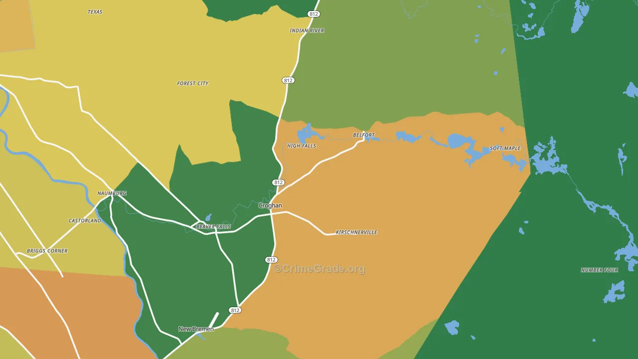 Croghan, NY Map of Theft Rates