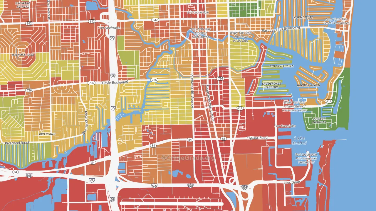Croissant Park, Fort Lauderdale, FL Map of Theft Rates