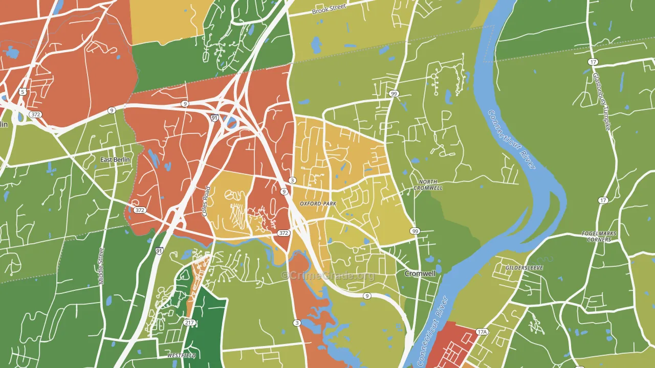 Cromwell, CT Map of Theft Rates