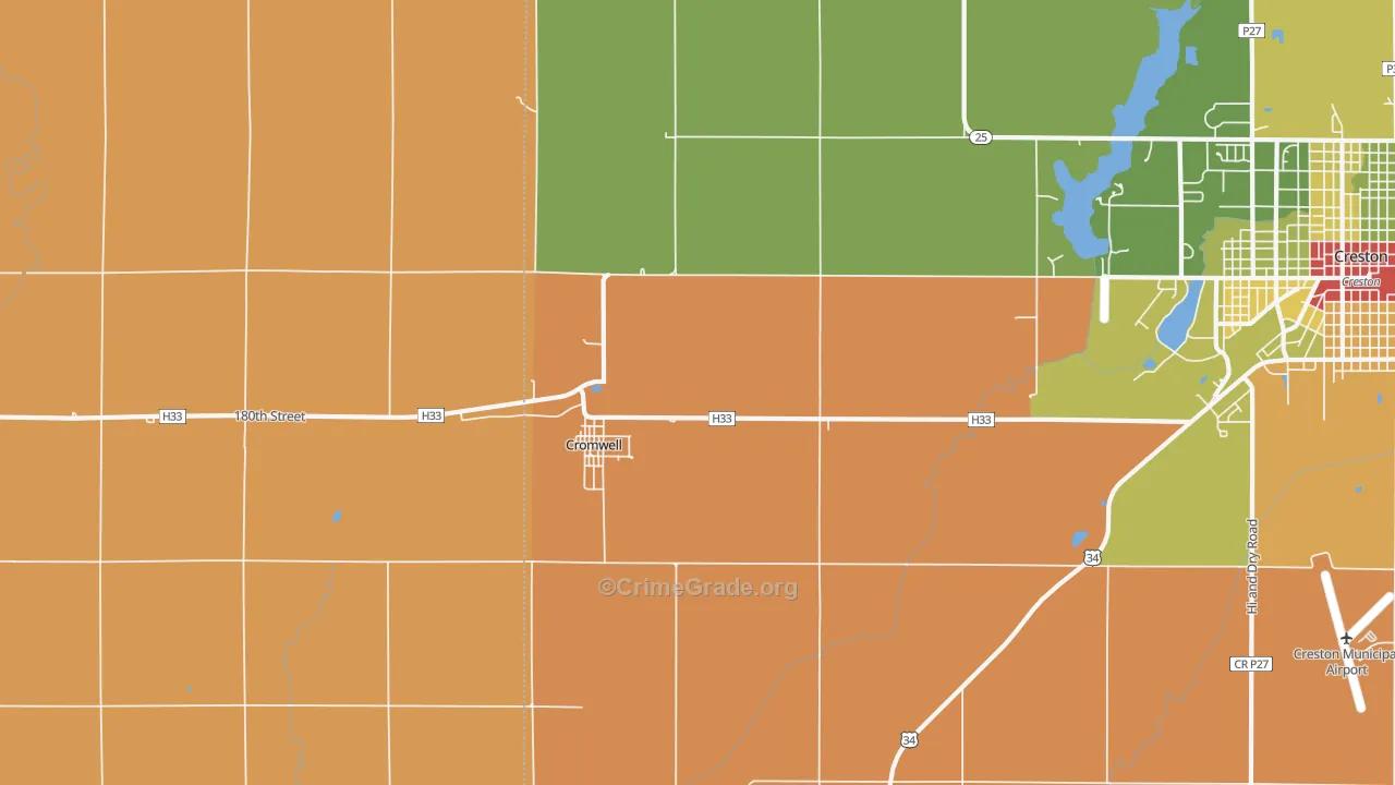 Cromwell, IA Map of Theft Rates