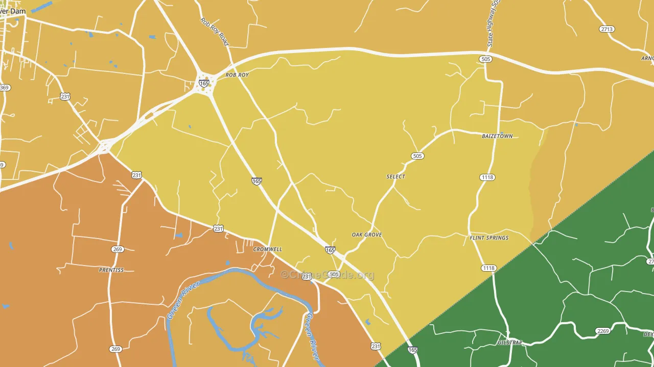 Cromwell, KY Map of Theft Rates
