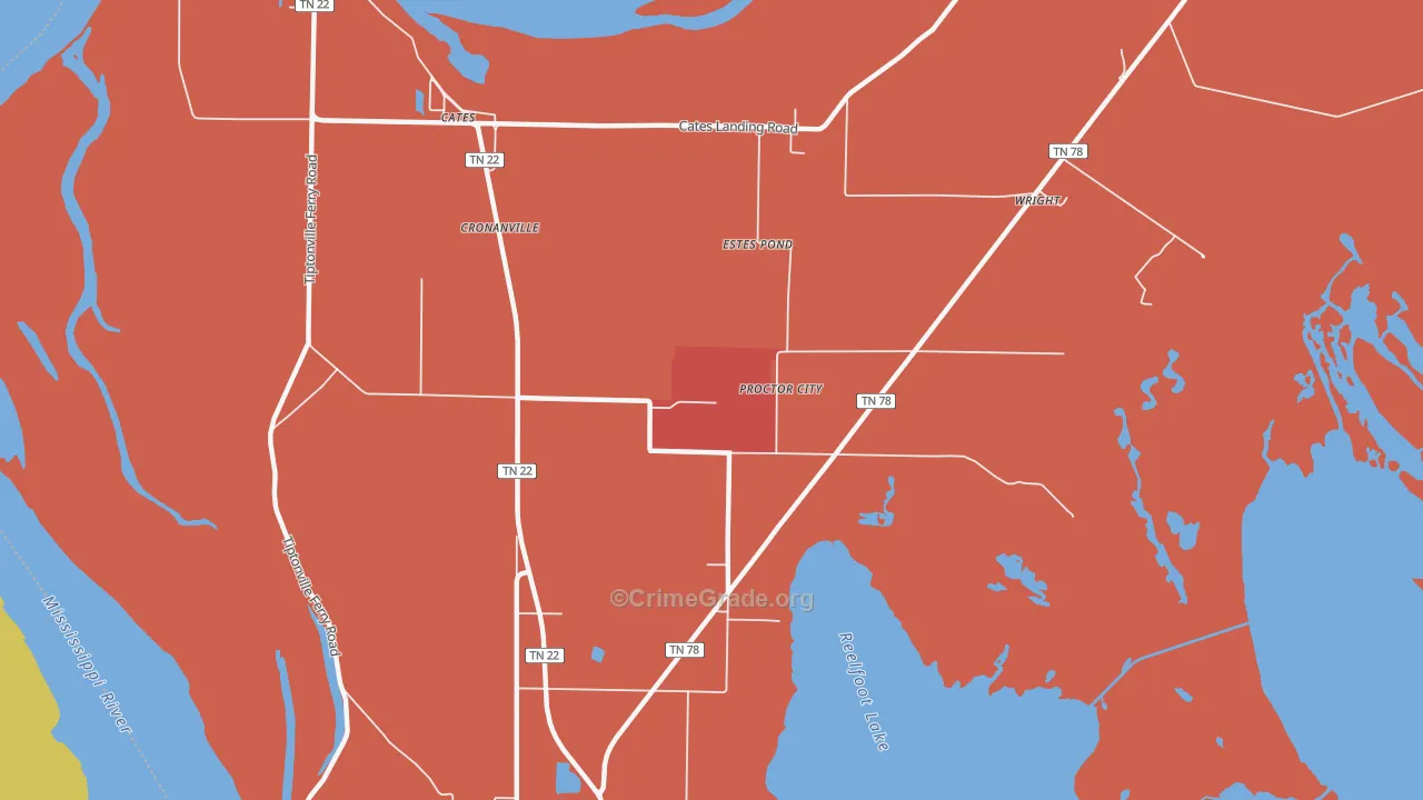 Cronanville, TN Map of Theft Rates