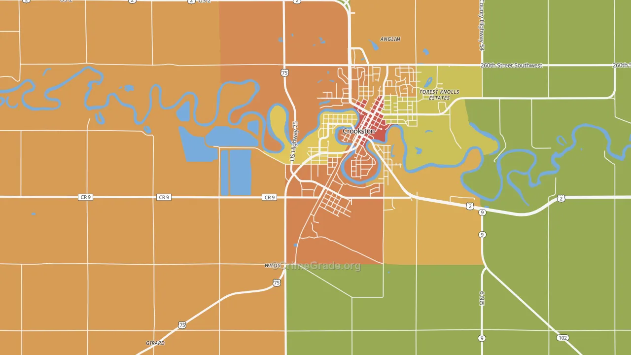 Crookston Junction, MN Map of Theft Rates