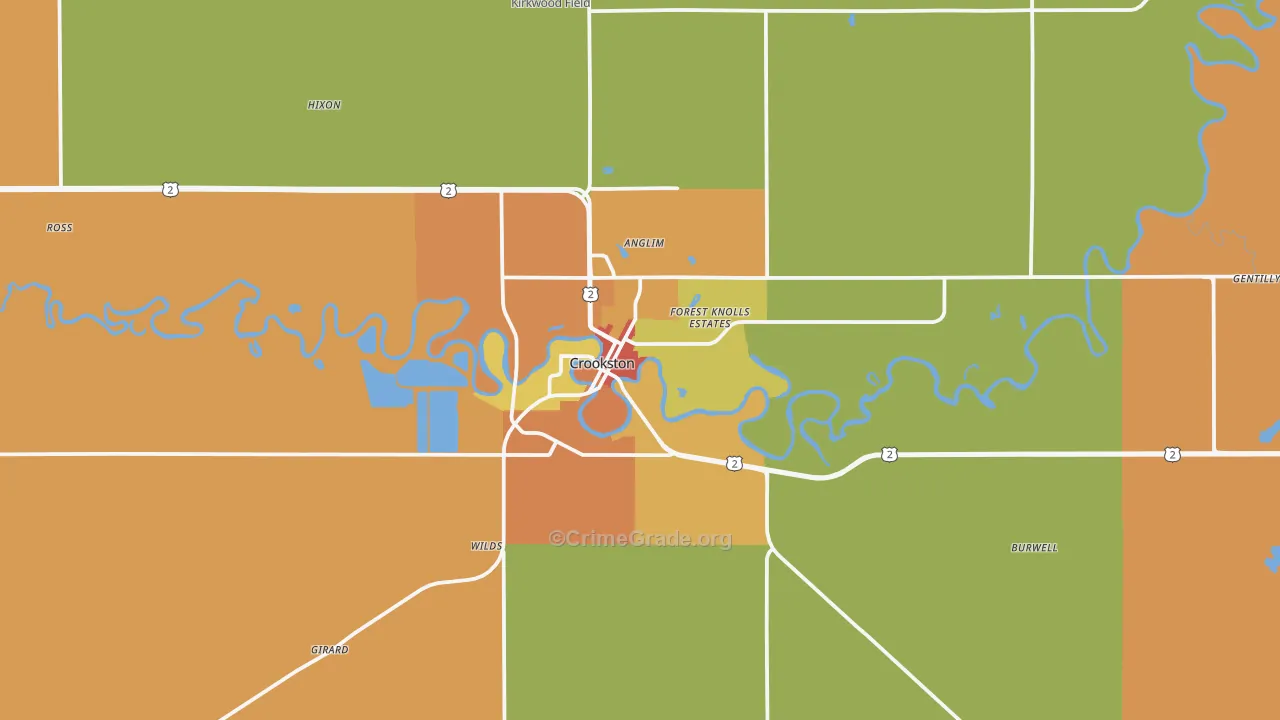 Crookston, MN Map of Theft Rates