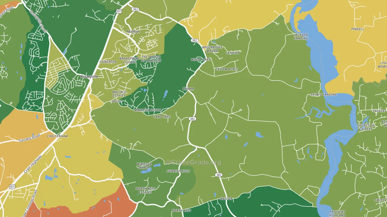 Croom, MD Map of Theft Rates