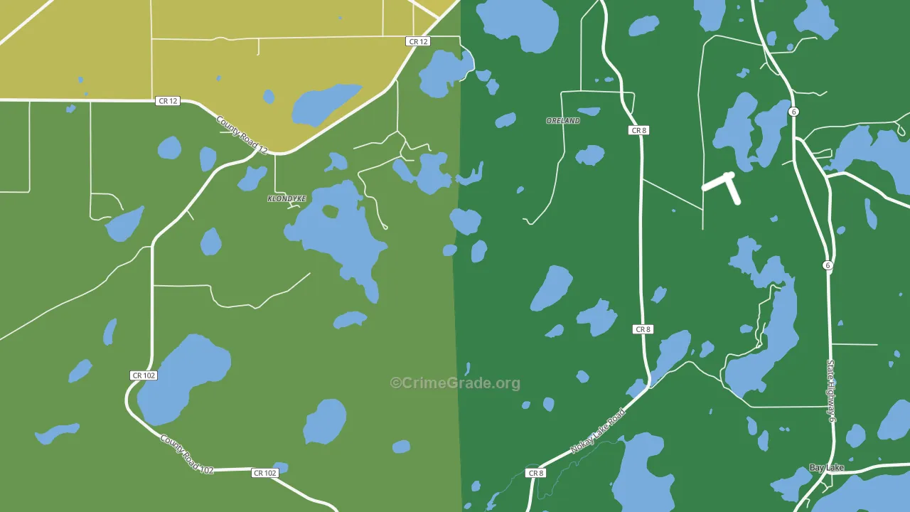 Crosby Beach, MN Map of Theft Rates