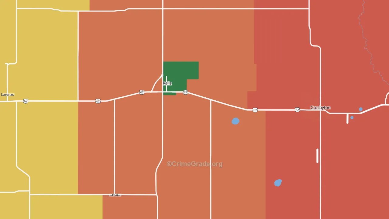 Crosby County, TX Map of Theft Rates