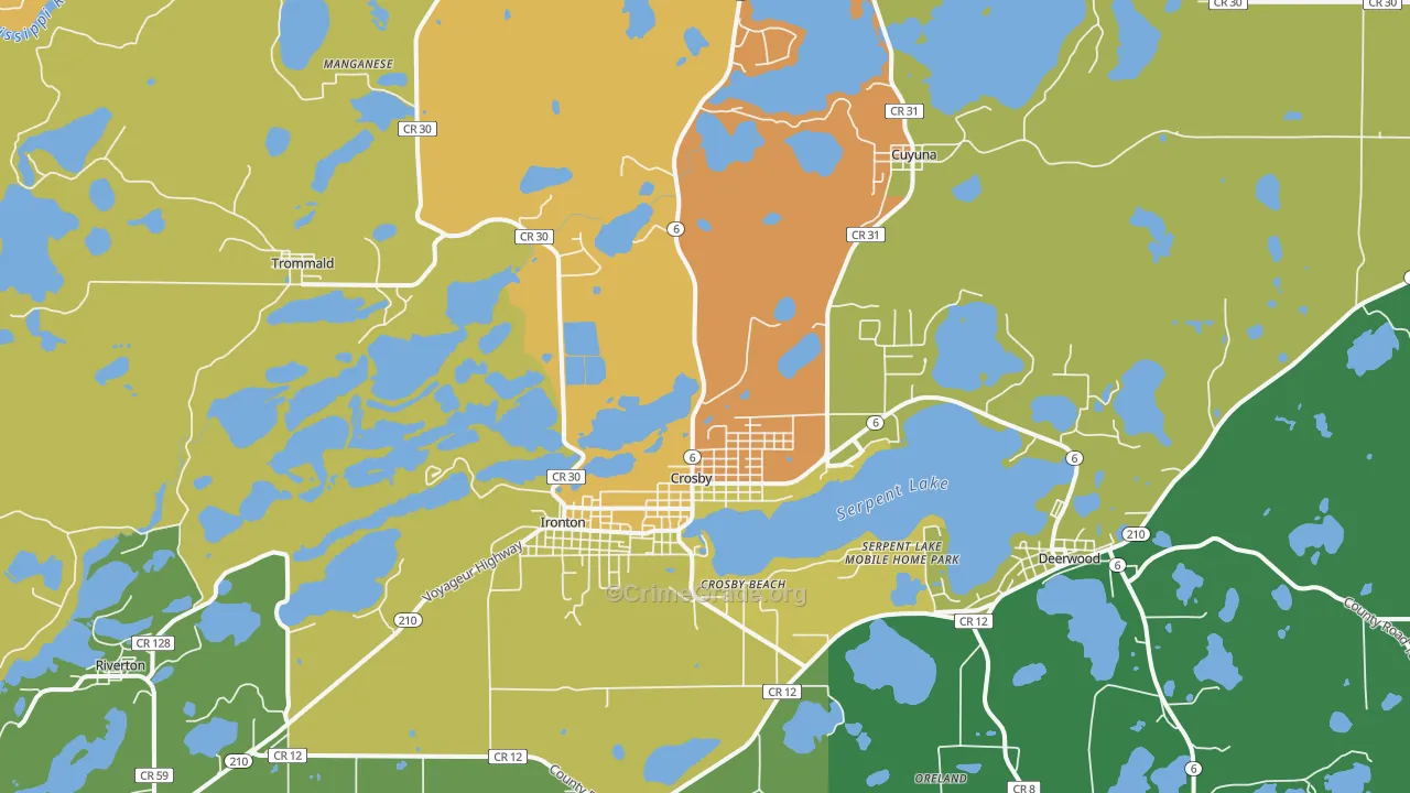 Crosby, MN Map of Theft Rates