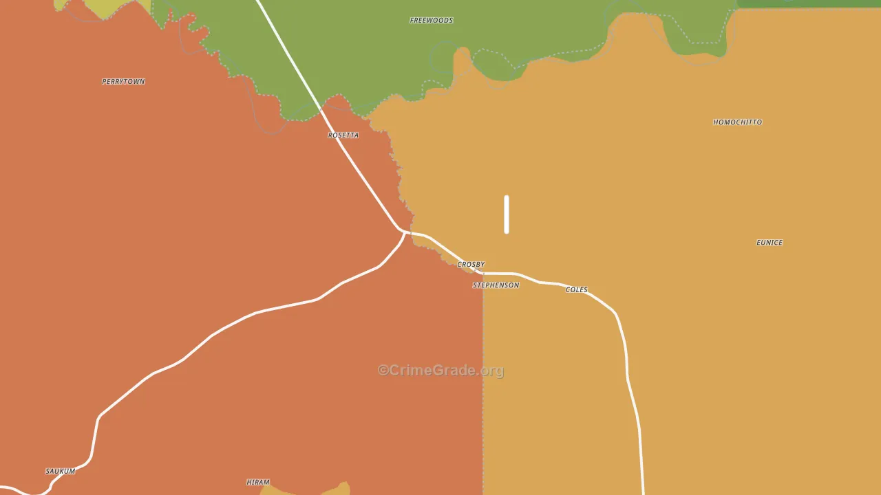 Crosby, MS Map of Theft Rates