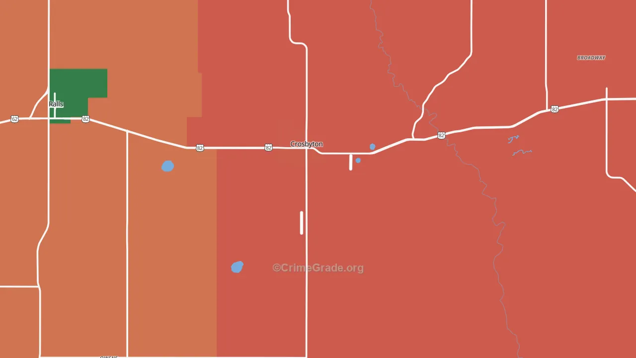 Crosbyton, TX Map of Theft Rates