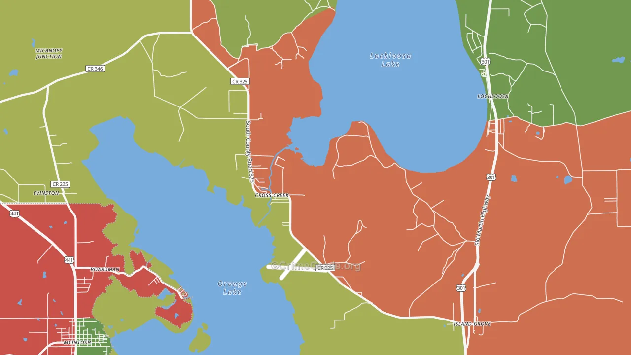 Cross Creek, FL Map of Theft Rates