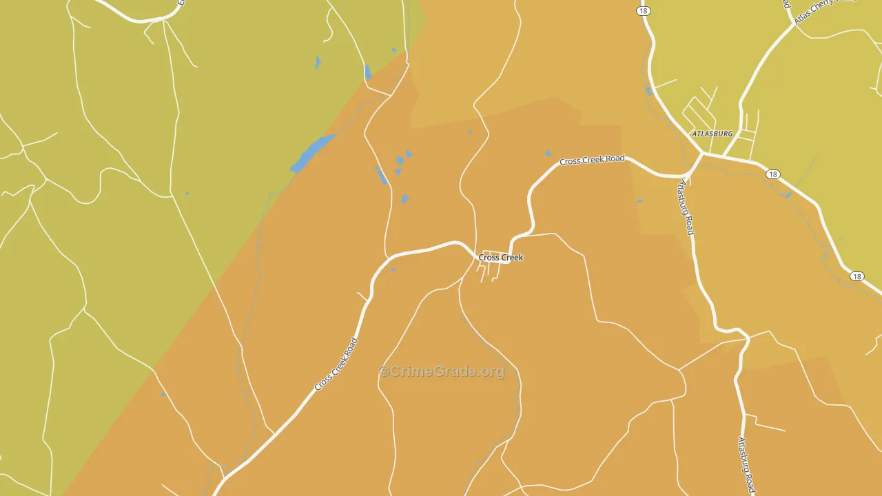 Cross Creek, PA Map of Theft Rates