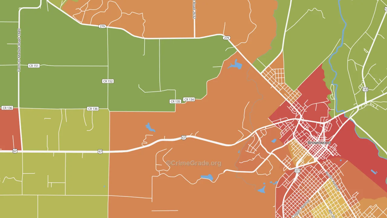 Cross Cut, TX Map of Theft Rates