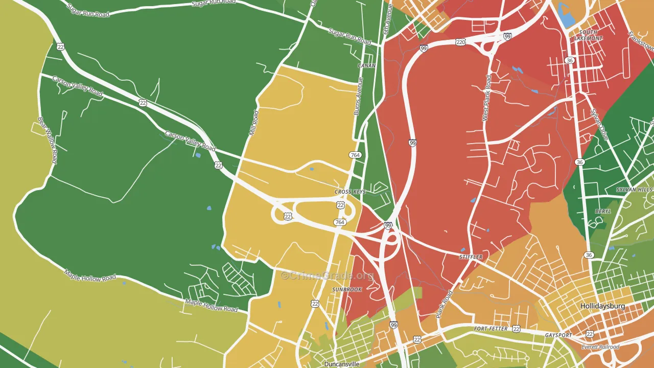 Cross Keys, PA Map of Theft Rates