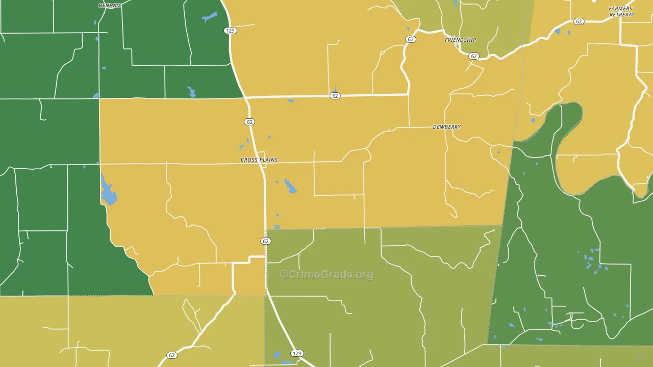 Cross Plains, IN Map of Theft Rates